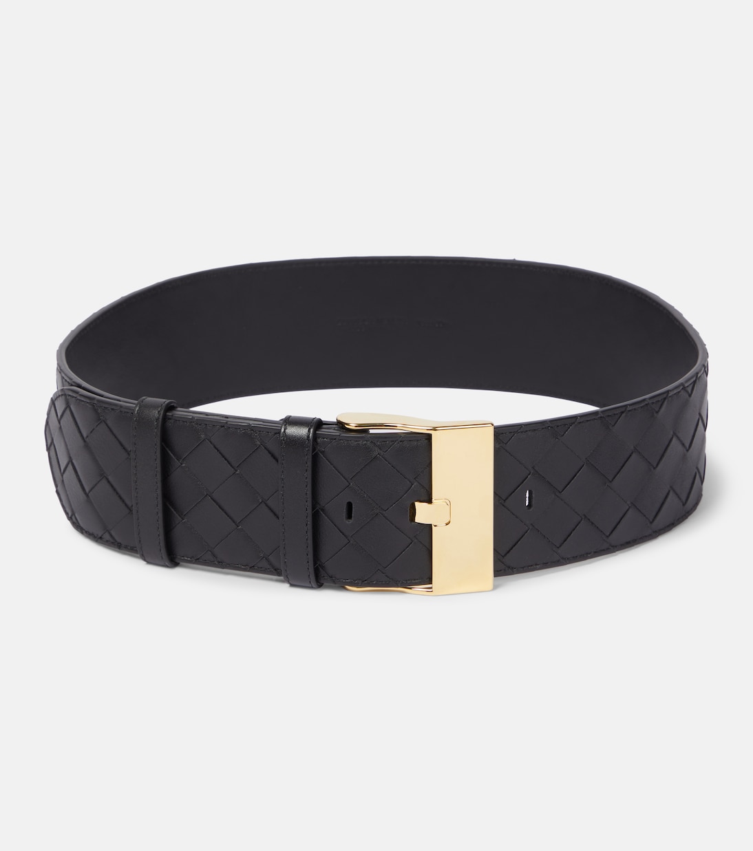 

Ремень из кожи Intrecciato Bottega Veneta, Black-M Brass
