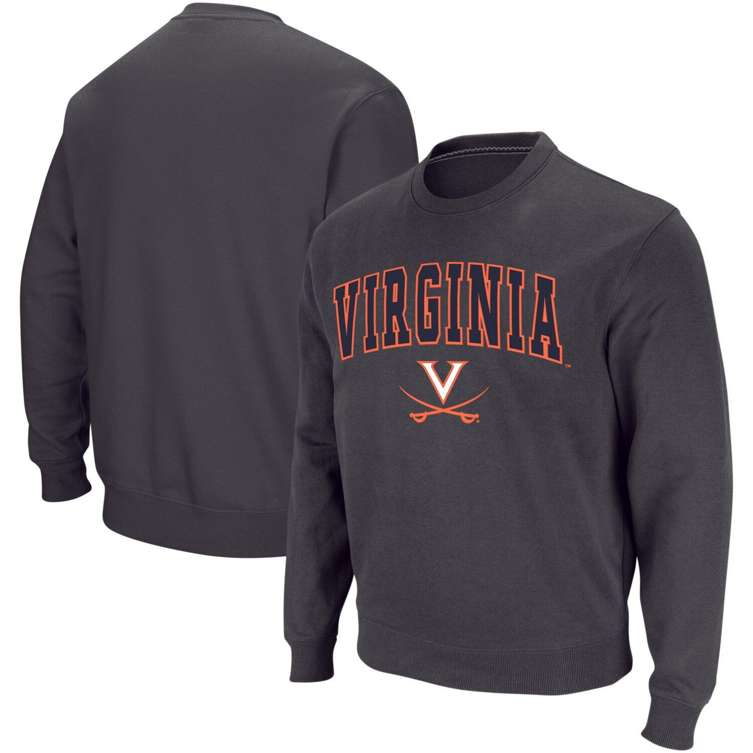 

Мужской темно-серый свитшот с круглым вырезом Virginia Cavaliers Arch & Logo Colosseum
