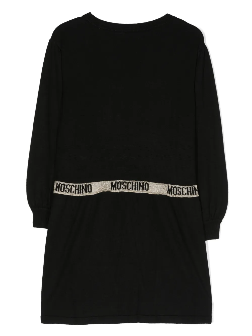 Платье с длинными рукавами и логотипом Moschino Kids, черный — фото 2
