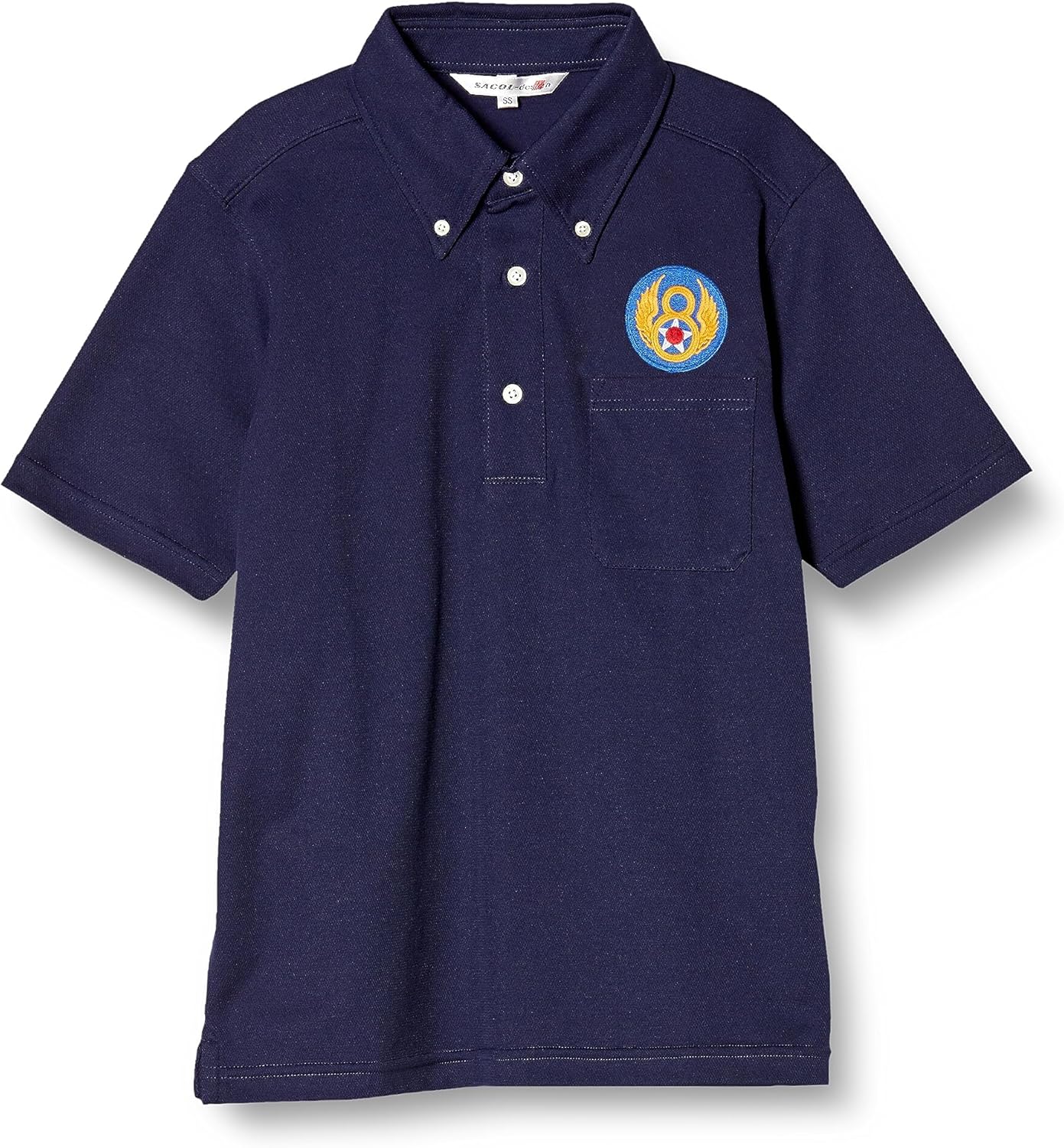 

Поло-рубашка с коротким рукавом и влагоотводящим эффектом, карманами и пуговицами, модель F-SD021123, с гербом армии США, темно-синяя F-Style