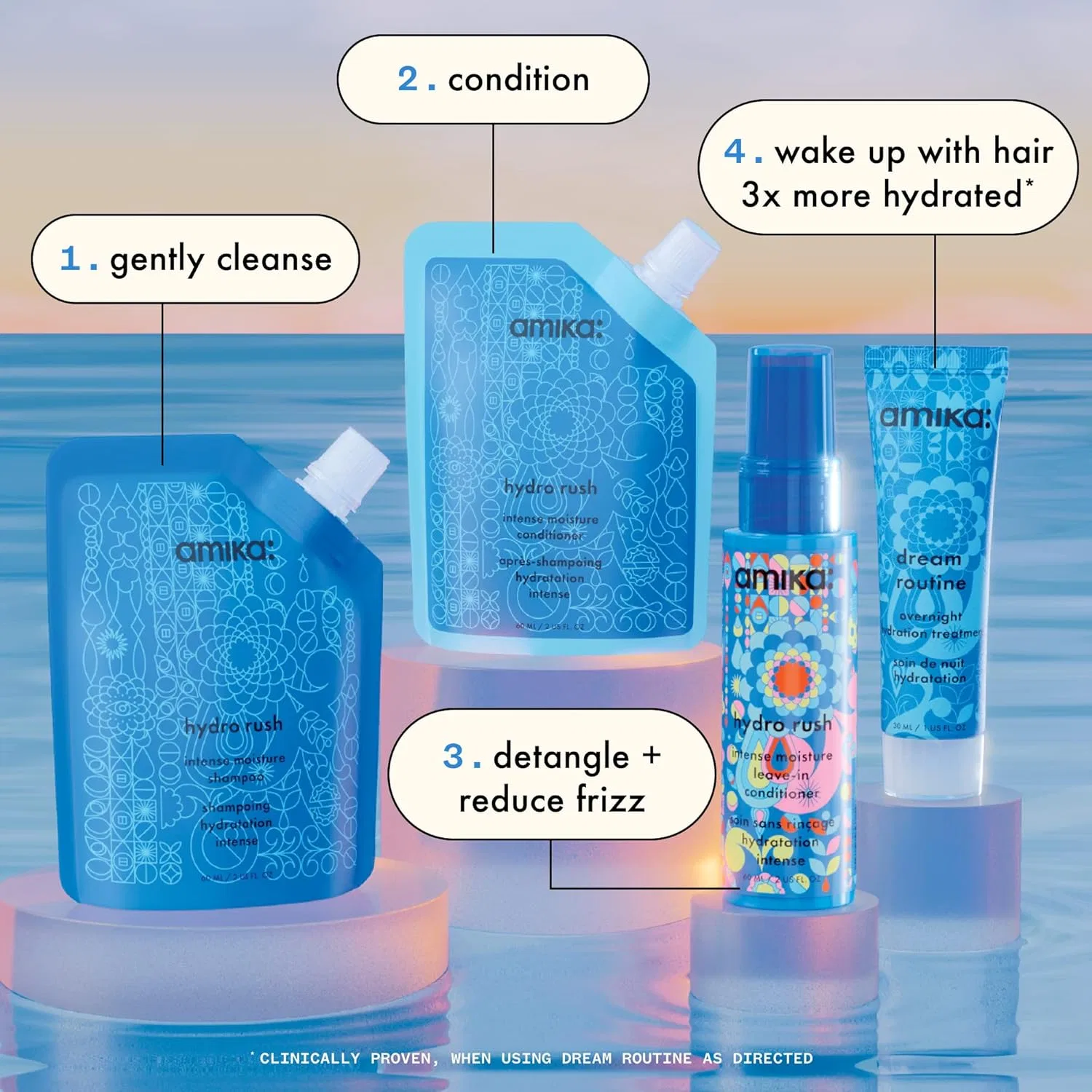 Набор для интенсивного увлажнения волос «Hydro Dream Hydration Routine Trial Set» от Amika Amika — фото 3
