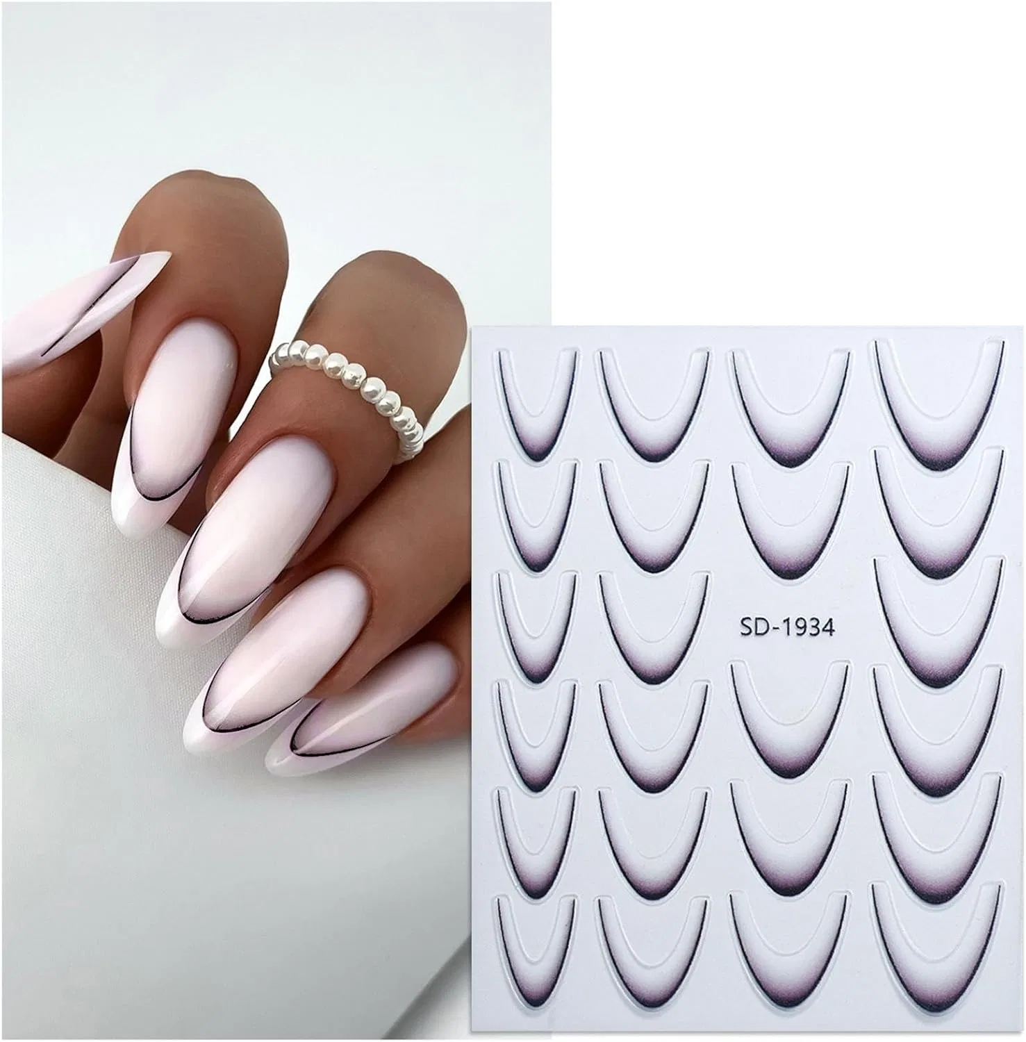 Набор самоклеящихся наклеек для ногтей French Tip L-ine, 12 листов Generisch — фото 3