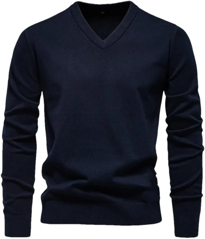 

Мужской вязаный свитер с V-образным вырезом