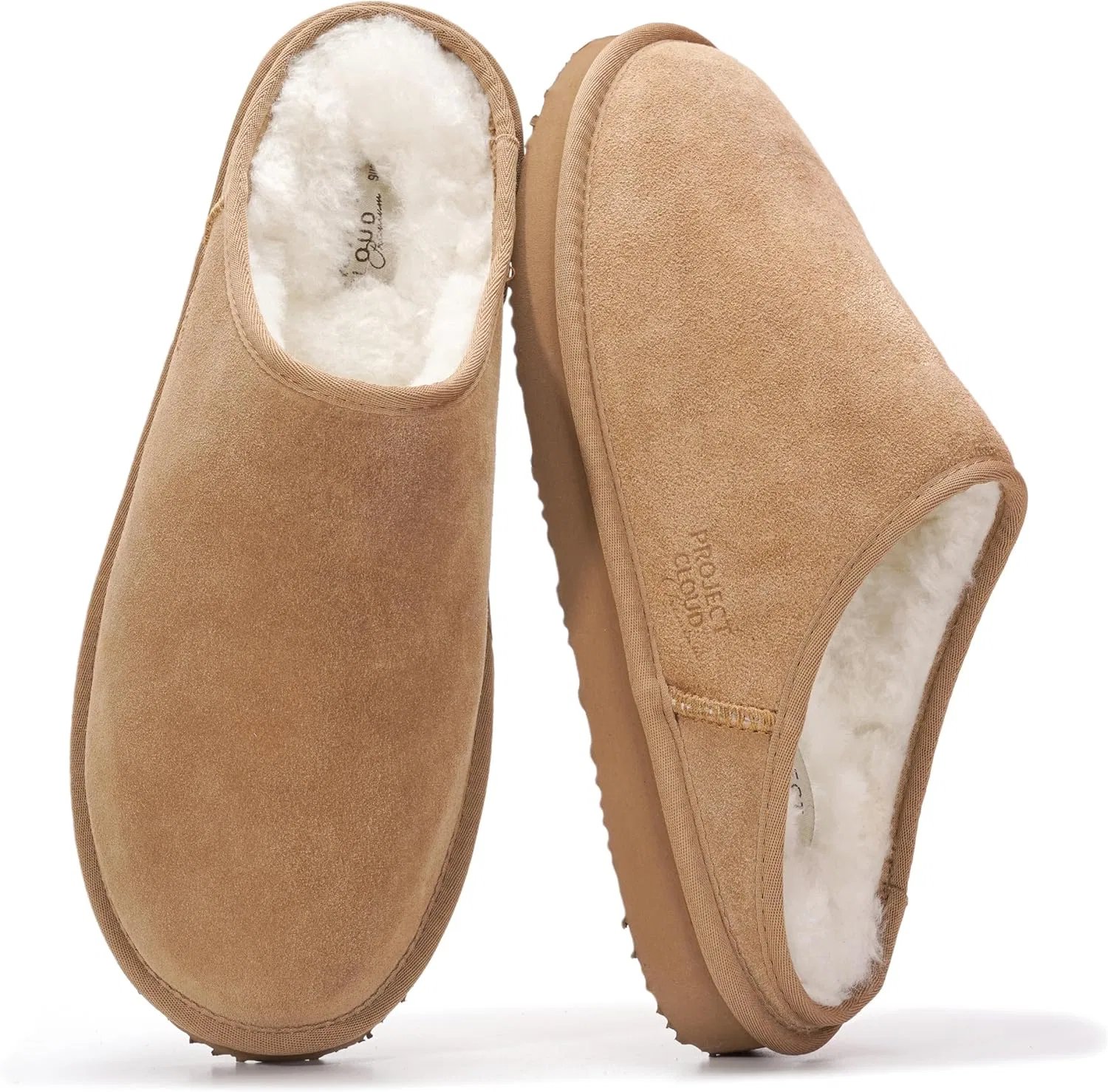 Мужские мюли из натуральной кожи и овчины, Chestnut Suede Project Cloud