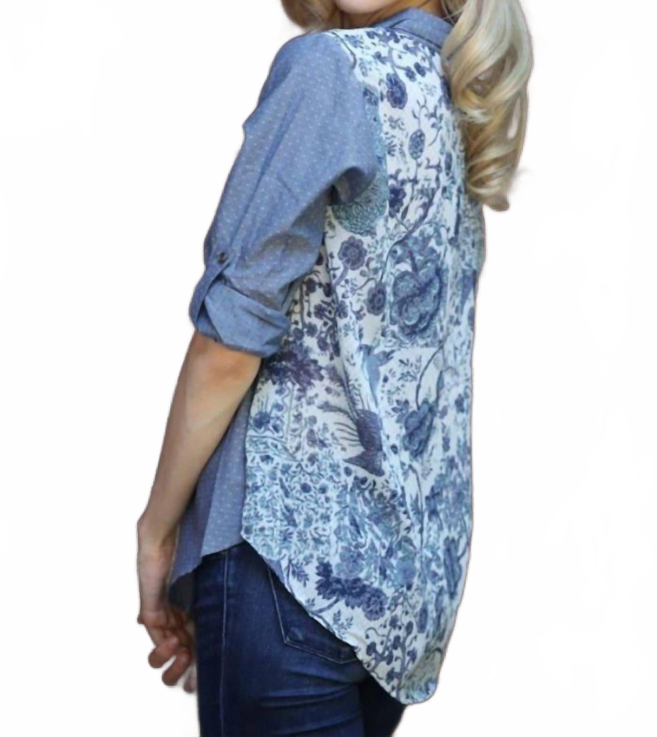 

Синяя блузка с цветочным принтом Nostalgia