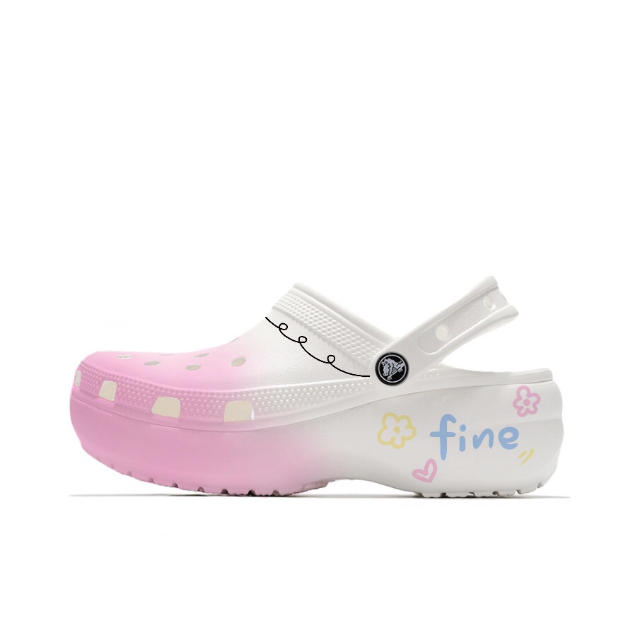 Crocs Классические туфли-сабо на платформе Mandala Pink, пляжные, девичьи, в стиле кампуса, унисекс, розовые, белые