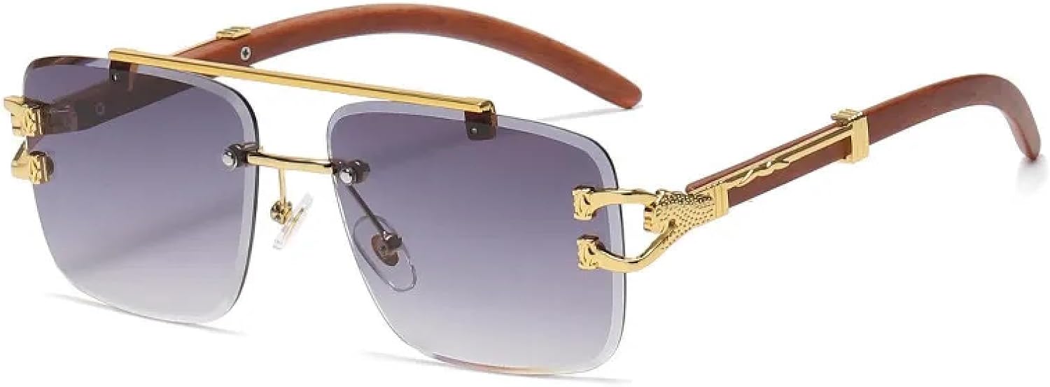 

Деревянные солнцезащитные очки для женщин и мужчин, золотистый леопардовый принт, двойная огранка линз, декоративные очки с защитой от УФ-излучения UV400 DSVIGF, Gold Doublegrey