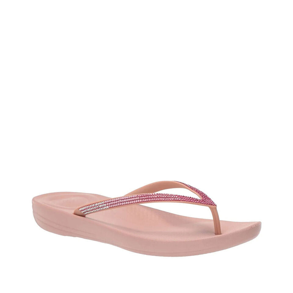 FitFlop Iqushion DG5-137 Flip Flop Sandals Women's Beige Ombre Sparkle Slippers