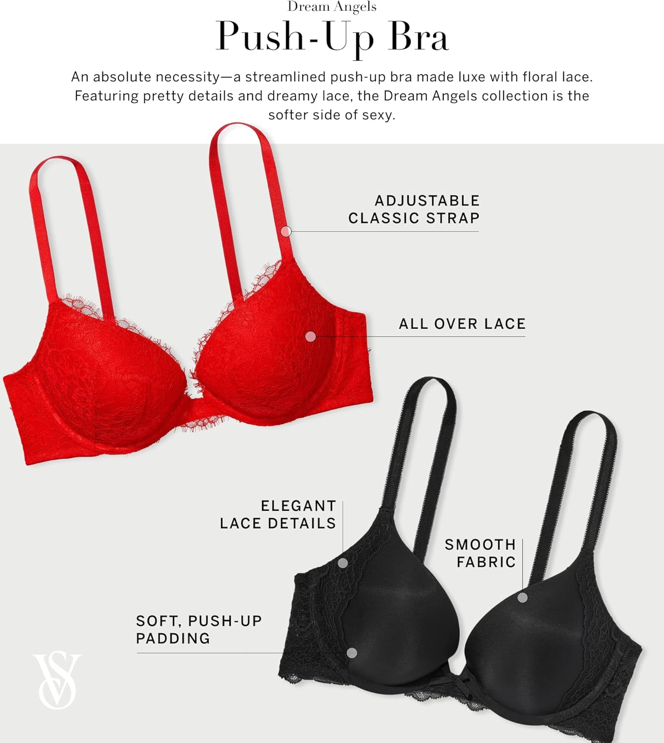 Victoria's Secret Женский бюстгальтер Dream Angels Push Up, бюстгальтеры для женщин (32A-38DDD), Praline (New Look) — фото 4