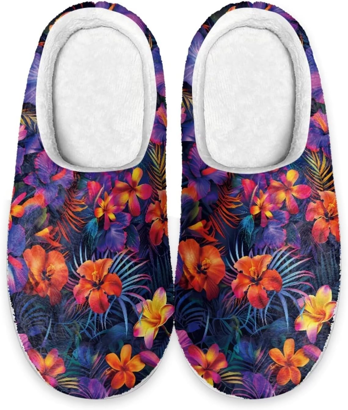 

Тапочки для дома Forchrinse с американским флагом для мужчин и женщин, мягкие и комфортные, теплые тапочки на осень и зиму, легкие, на скользящей подошве, Hawaiian Hibiscus Print