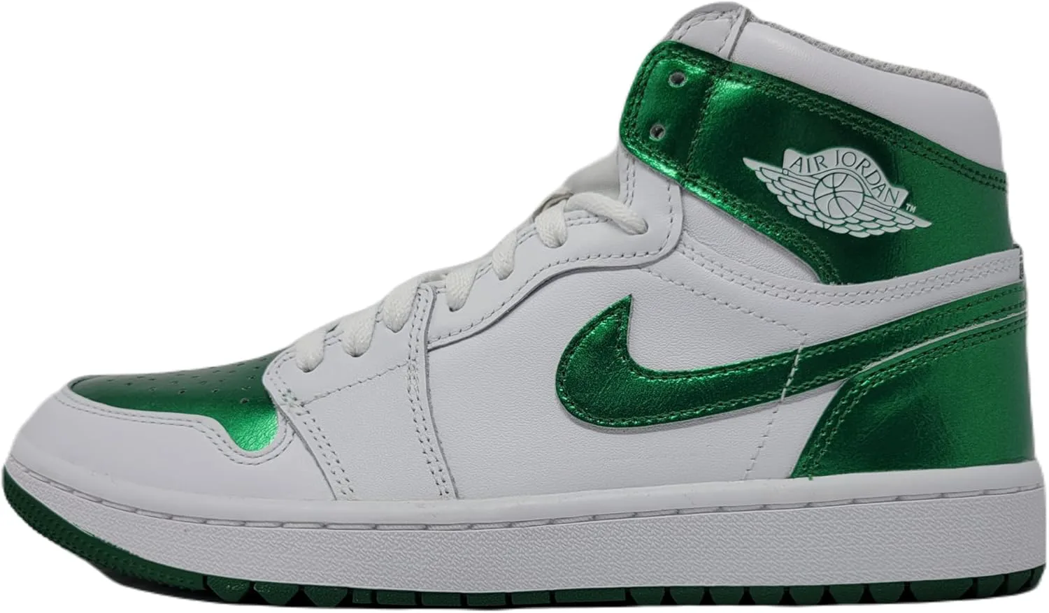 Мужские гольф-кроссовки Nike Air Jordan 1 High, белый/зеленый — фото 2