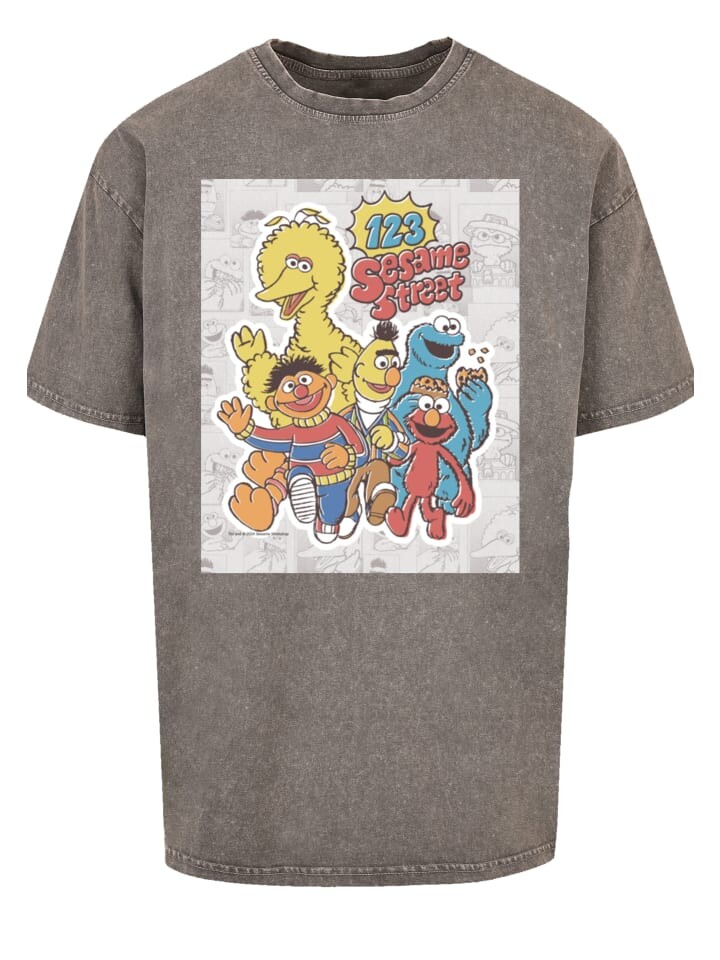 

Футболка F4NT4STIC Oversize T-Shirt Sesamstraße 123, серый