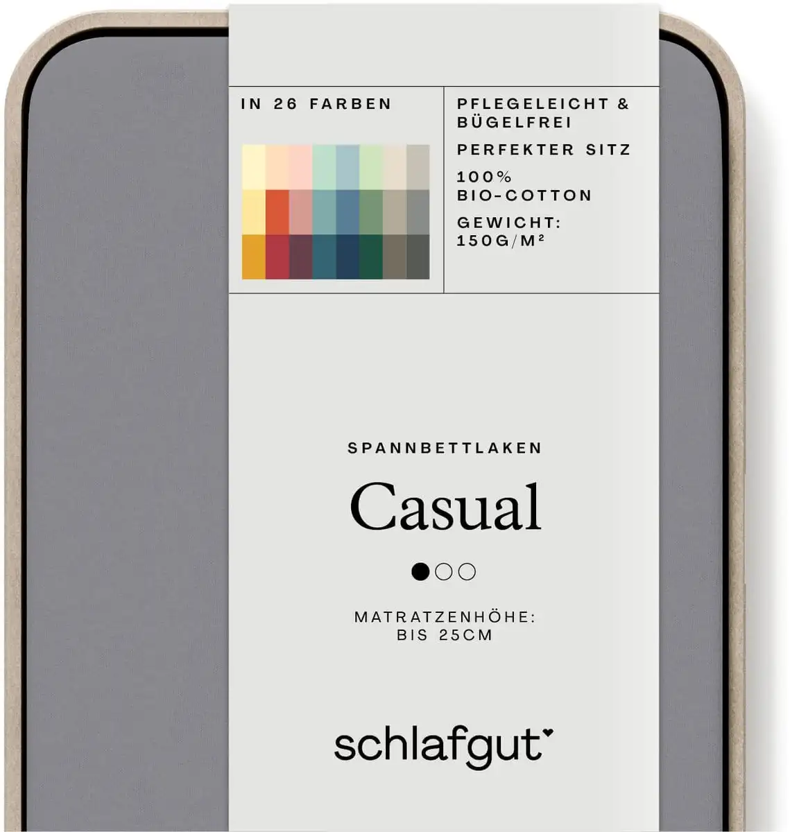

Простыня Schlafgut "CASUAL" хлопковая 120-130х200 см, 1 шт., серый