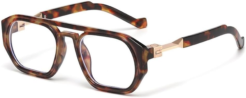 

Ретро-солнцезащитные очки с многоугольными квадратными двойными перемычками для женщин, защита от УФ-излучения UV400, модные прозрачные градиентные линзы, трендовая оправа для мужчин SKFGNX, Leopard Clear