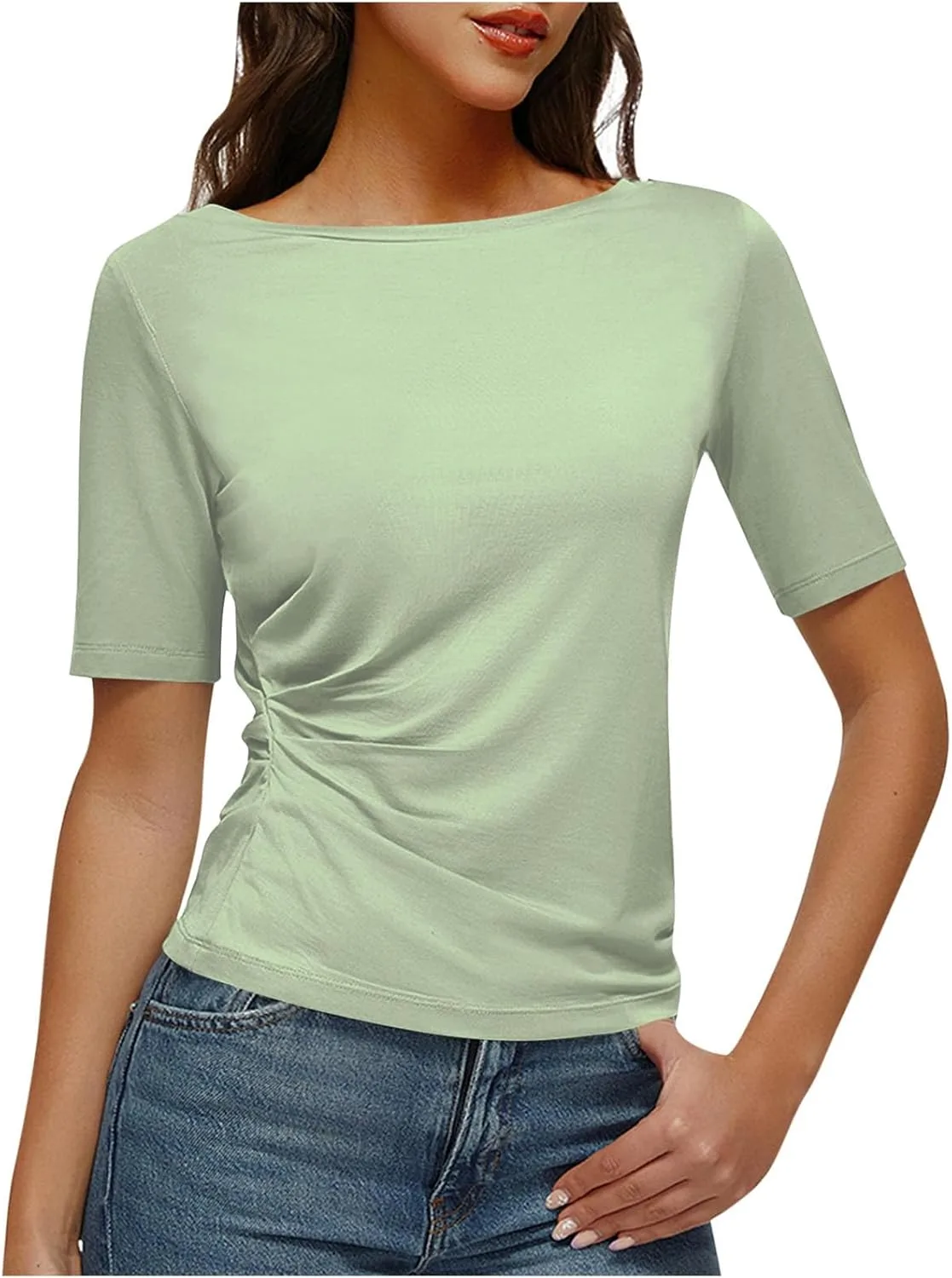 

Женская футболка с коротким рукавом, летняя, хлопковая, базовый крой Akklian