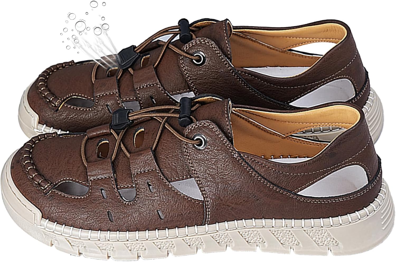 

Мужские кожаные дышащие сандалии для ходьбы с регулируемыми ремешками, противоскользящие, удобные, повседневные, для походов, кемпинга, воды, пляжа, для использования внутри и на улице Generic, коричневый