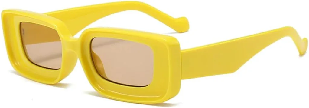 

Солнцезащитные очки прямоугольной формы для женщин конфетных цветов, винтажные мужские солнцезащитные очки в стиле панк цвета шампанского VRTRFFTR, Yellow Champagne