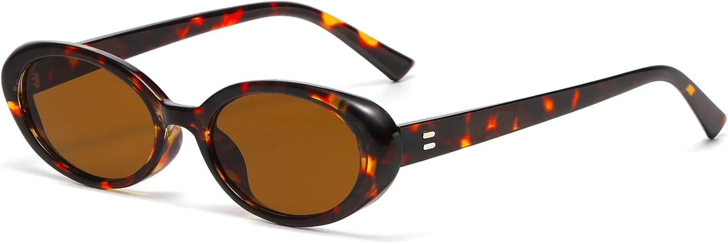 

Ретро овальные солнцезащитные очки для женщин и мужчин, модные маленькие овальные солнцезащитные очки в винтажном стиле 90-х Breaksun, Brown Tortoise/Brown