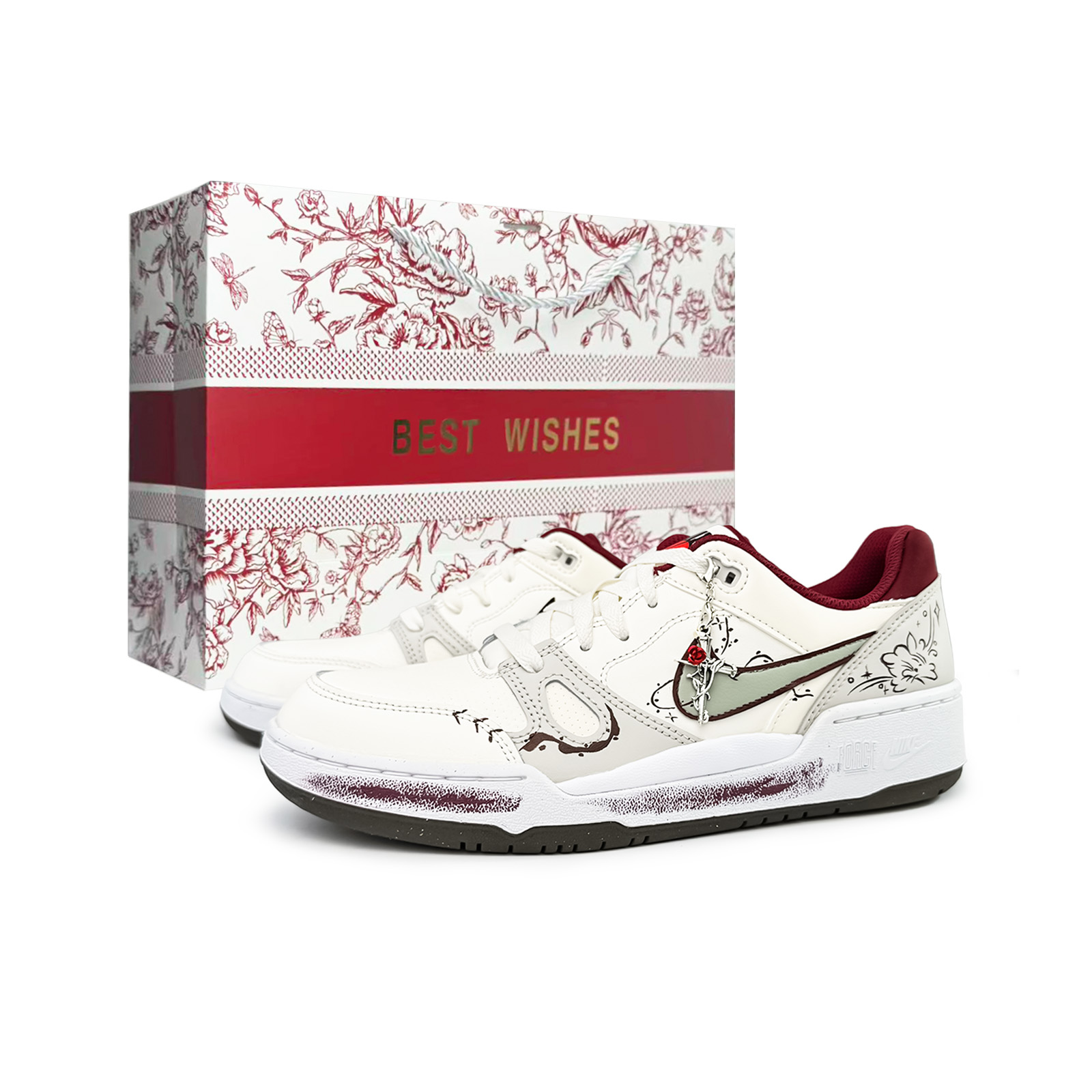 

Nike Puff Small Flower синтетическая кожа устойчивые к истиранию низкие кроссовки для скейтбординга мужские бежевые