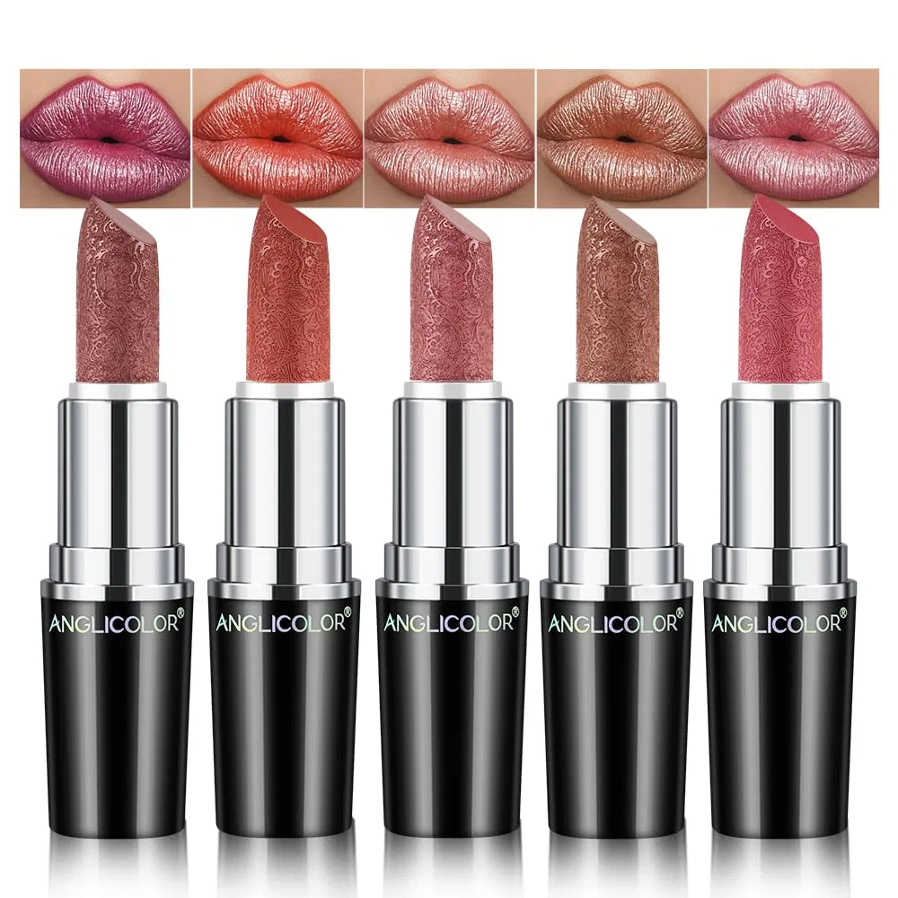 Набор из 5 блестящих помад с металлическим эффектом от Anglicolor Anglicolor, #C, 5Pcs