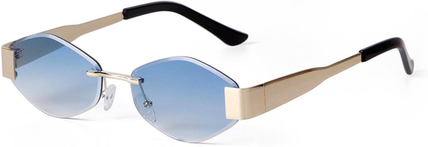 

Солнцезащитные очки с защитой от УФ-излучения UV400 | Металлическая безрамочная конструкция, синие линзы | Для женщин и мужчин, для занятий спортом на открытом воздухе и вождения DSVIGF, 01