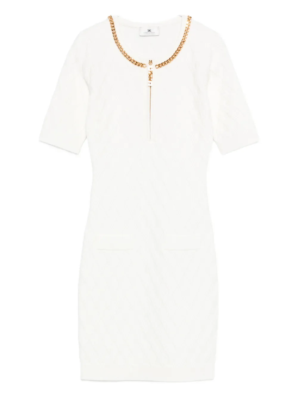 

Стеганое платье с цепочкой Elisabetta Franchi, белый