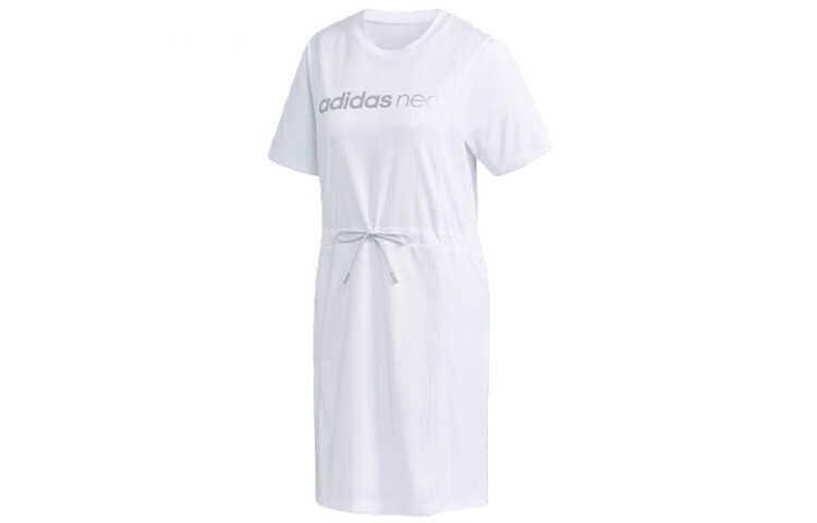 

Платье с короткими рукавами женское белое Adidas