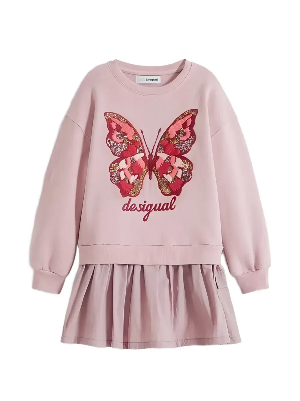 Платье с вышивкой в виде бабочек Desigual, розовый