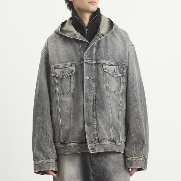 Джинсовая куртка с капюшоном в готическом стиле Acne Studios, washed черный — фото 2