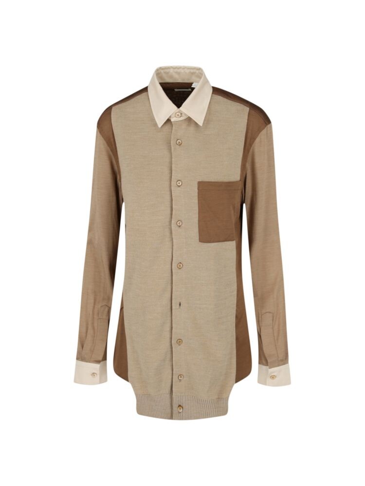 

Рубашка смешанной техники Burberry, цвет Camel