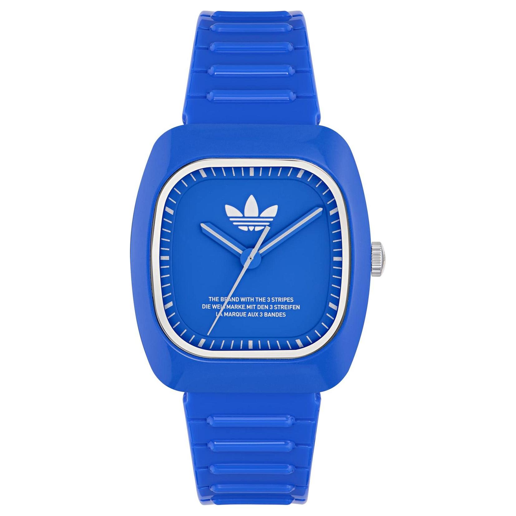 

Adidas Originals Наручные часы с кварцевым механизмом, пластиковым ремешком, 37 мм, синий циферблат, унисекс