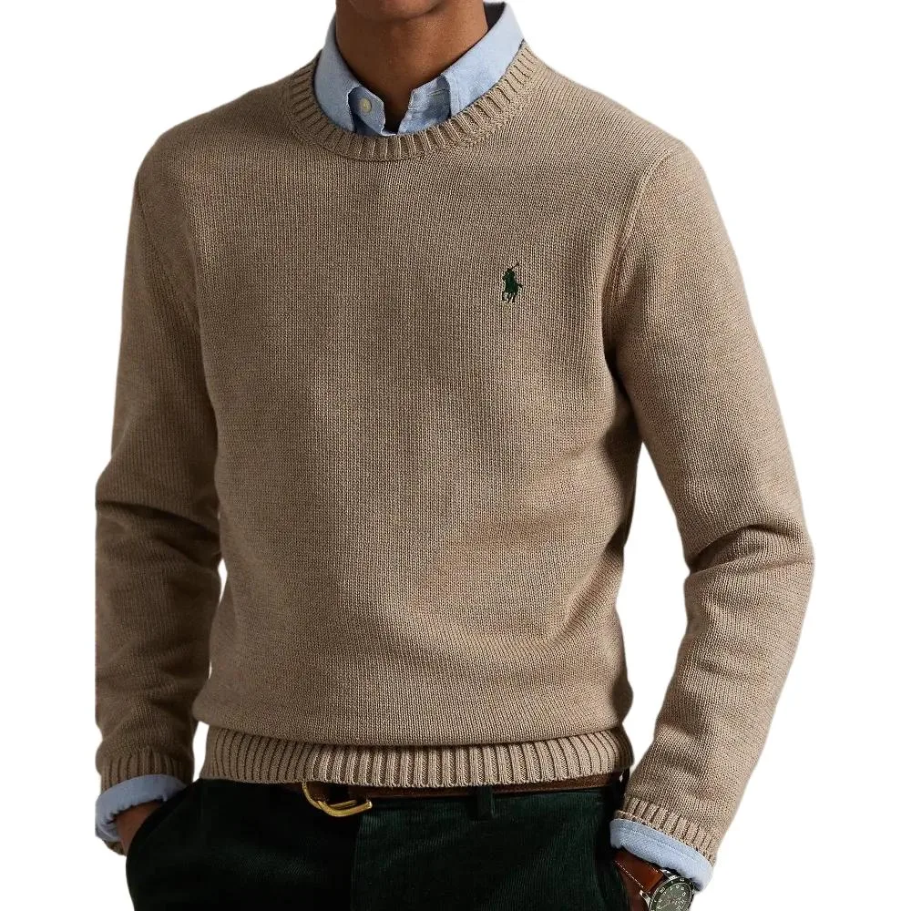 Ребристый свитер с круглым вырезом Polo Ralph Lauren, коричневый — фото 3