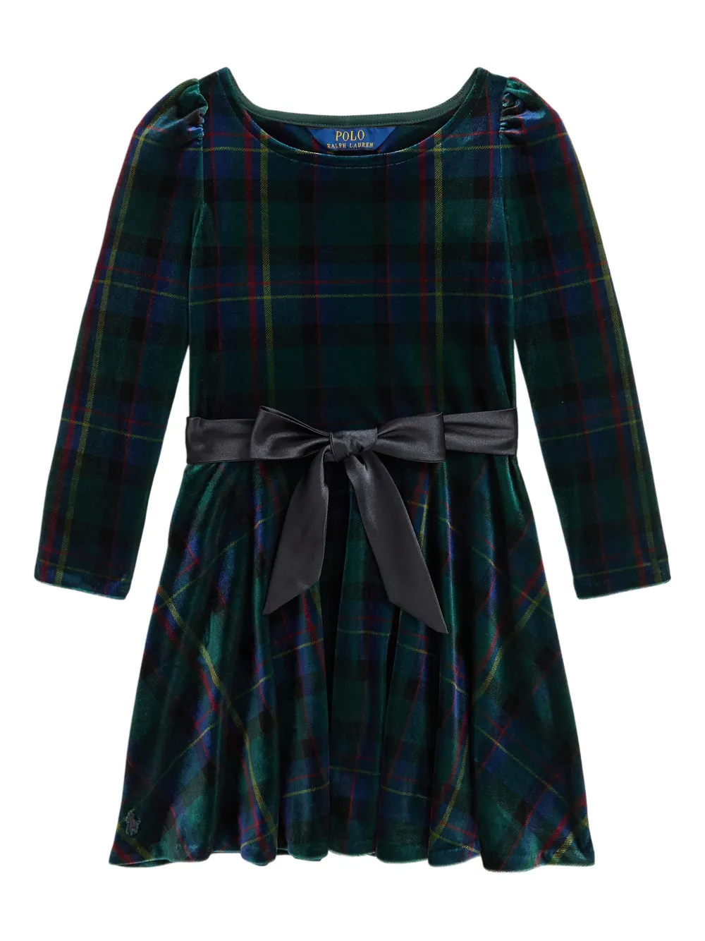 

Велюровое платье в клетку POLO RALPH LAUREN KIDS, зеленый