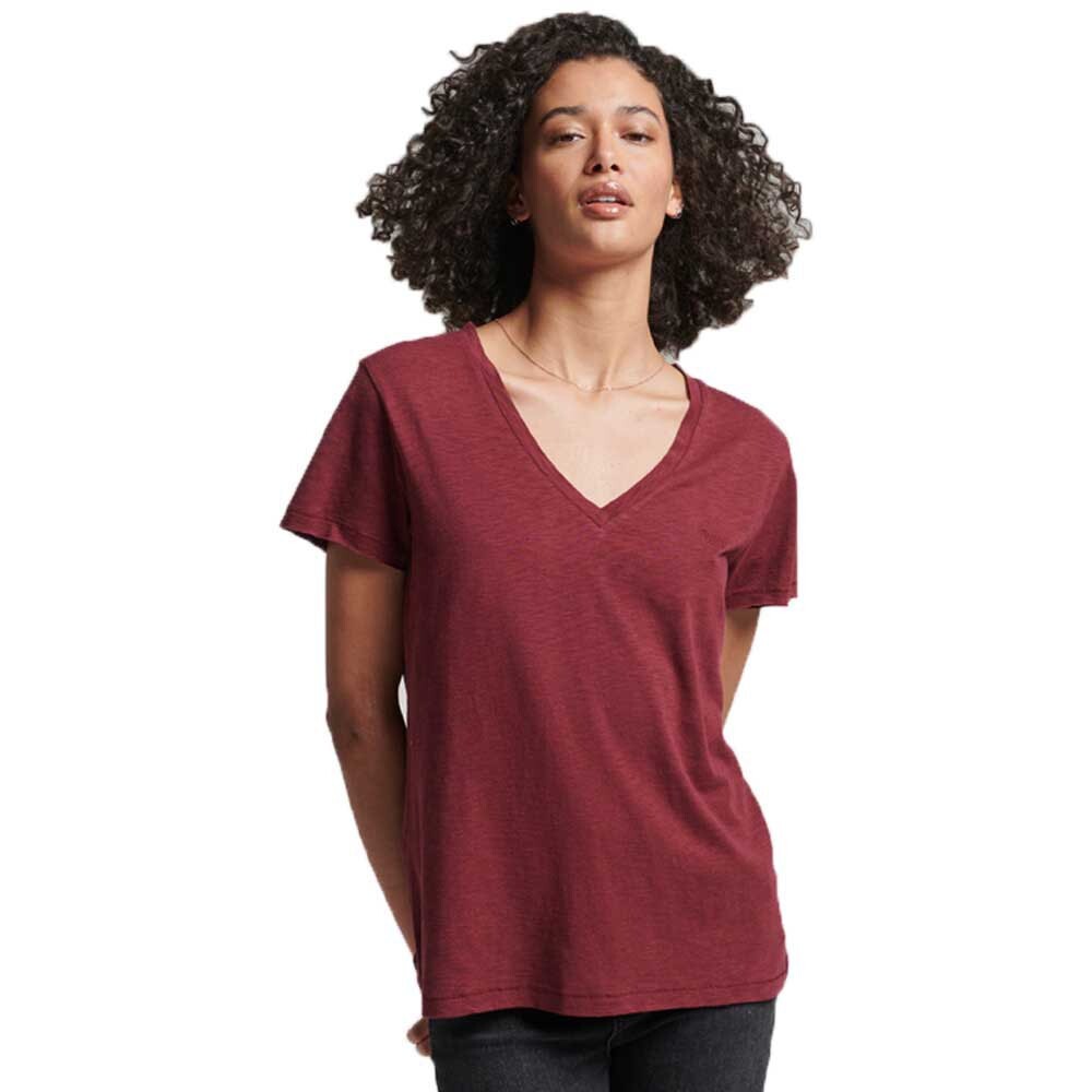 

Футболка Superdry Studios Slub Embroidered Vee Short Sleeve V Neck, красный