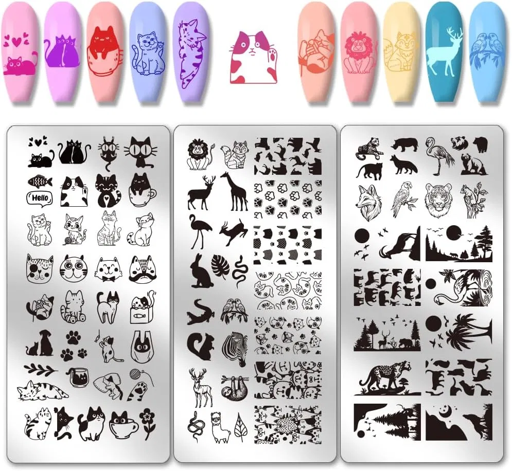 Трафареты для стемпинга PH PandaHall Animal Nail Art 3 шт. Ph Pandahall