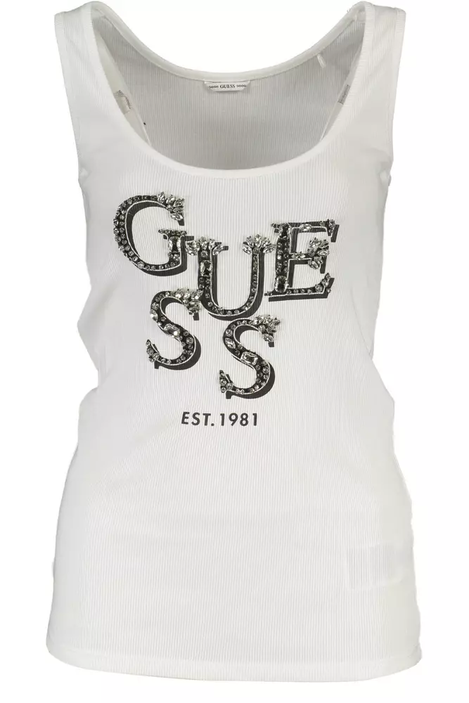 

Белая хлопковая женская майка Guess Shoes