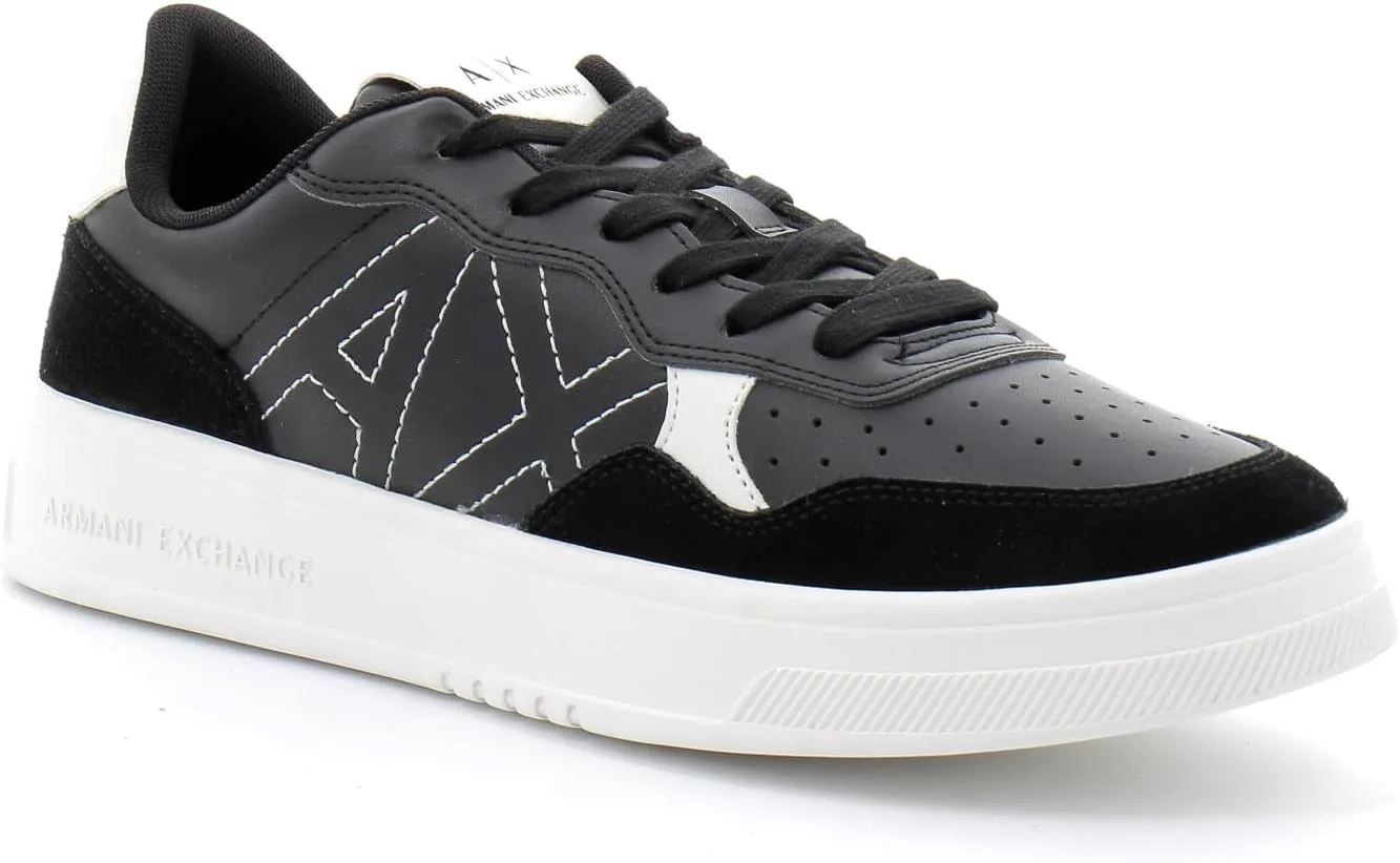 Мужские кроссовки Emporio Armani Herren Armani Exchange, замшевые детали, нашивка с логотипом спереди, черные + BlackSneaker
