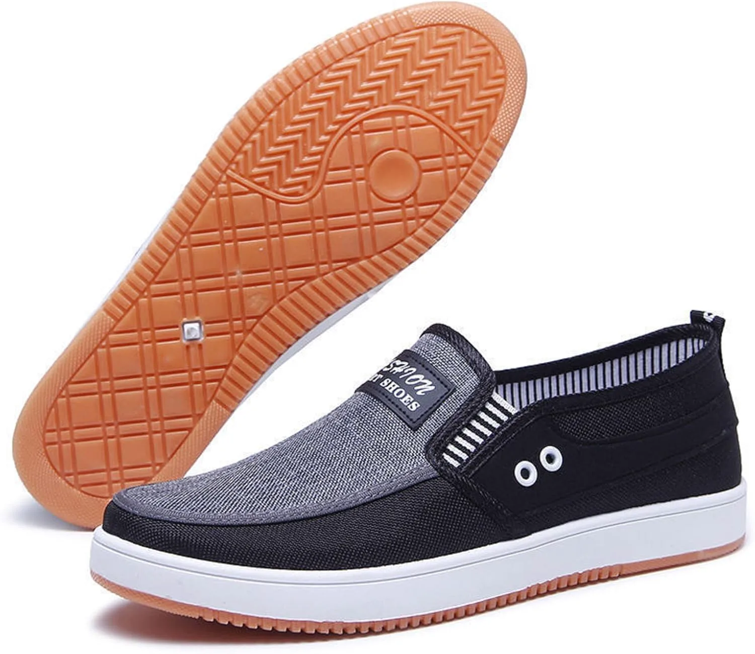 

Мужские лоферы на каждый день, слипоны из хлопка, легкие дышащие обувь для ходьбы и вождения на все сезоны Ktprniy, черный