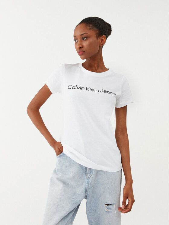 

Футболка белая приталенного кроя Calvin Klein, белый