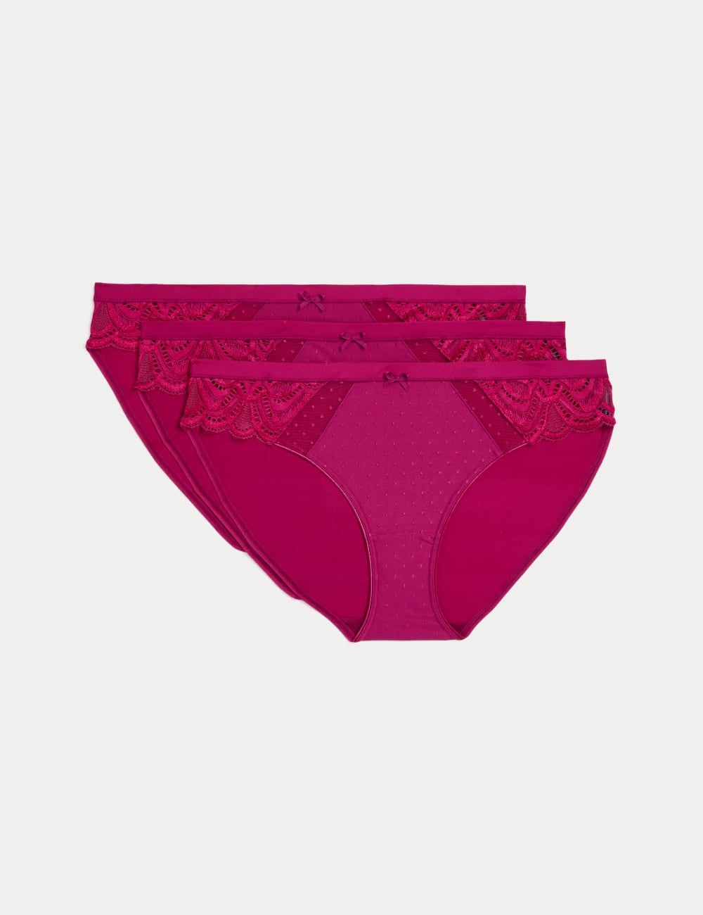 

3 пары трусиков-бикини Amelia Lace Marks & Spencer, цвет Dark raspberry