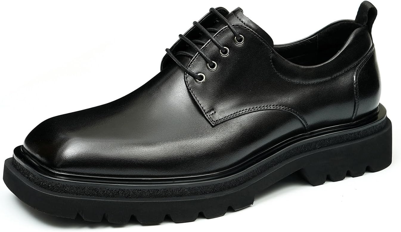 

Мужские оксфорды Santimon- классические туфли из натуральной кожи с квадратным носком, подходят для смокинга, свадьбы и повседневного бизнеса, черный