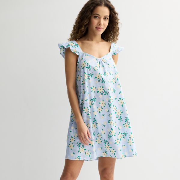 

Женская тканая ночная рубашка-сорочка Draper James, цвет blue gingham magnolia