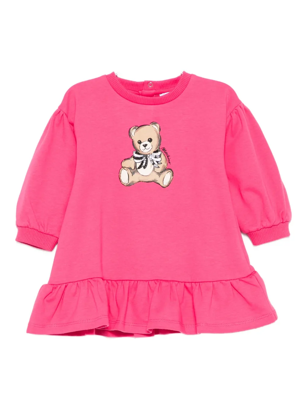 

Платье с оборками и принтом Teddy Bear Moschino Kids, розовый
