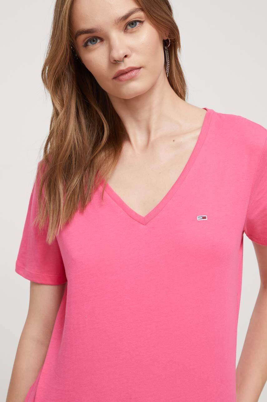 

Хлопковая футболка Tommy Jeans, розовый