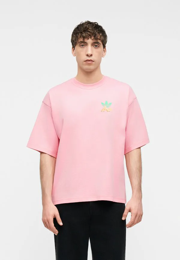 Футболка унисекс с полосатым лимонным принтом Adidas Originals, Light Pink — фото 3