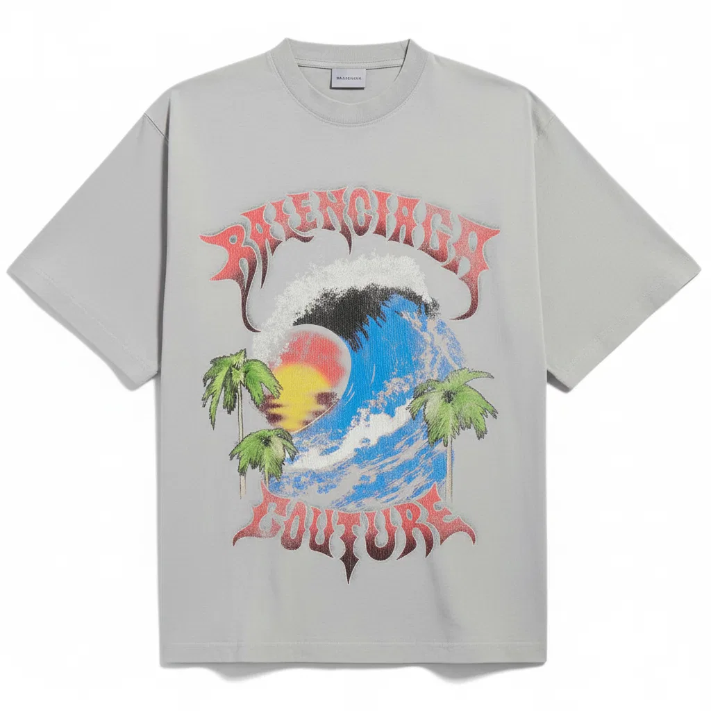 Футболка свободного кроя Balenciaga SS26 серая