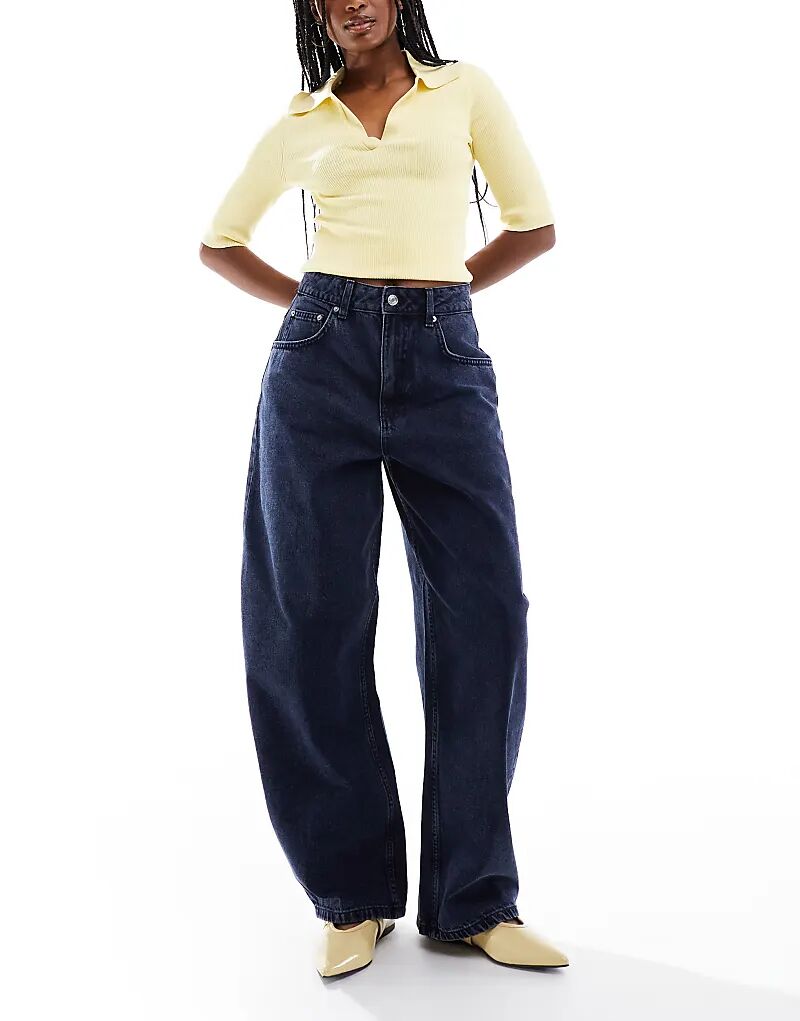 

Джинсы-бочонки с высокой талией ASOS DESIGN сине-черного цвета