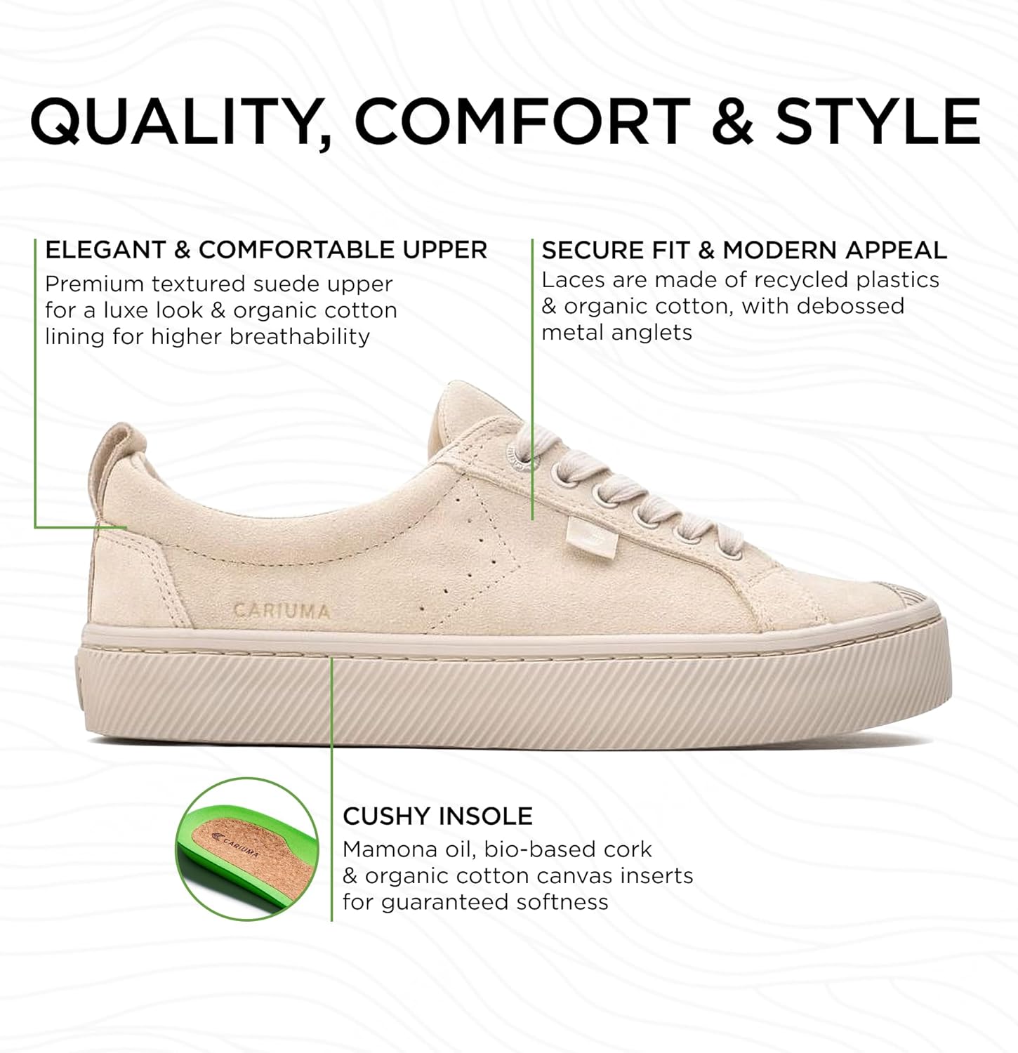 Кроссовки Cariuma OCA Low из замши, удобная обувь для мужчин, легкие и экологичные, повседневные туфли с 100 веганскими стельками, резиновая подошва, All Sand — фото 2