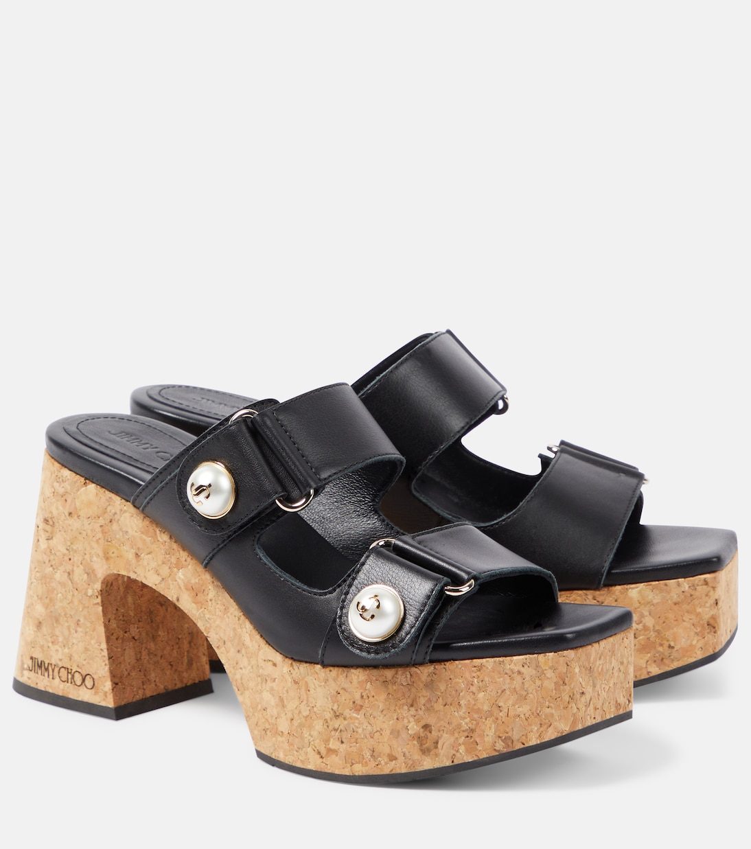 Мюли из фаянсовой кожи на платформе Jimmy Choo, черный