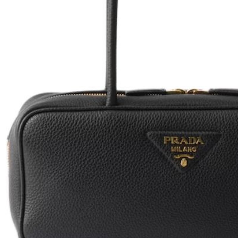 PRADA Средняя женская сумка через плечо из телячьей кожи черного цвета — фото 2
